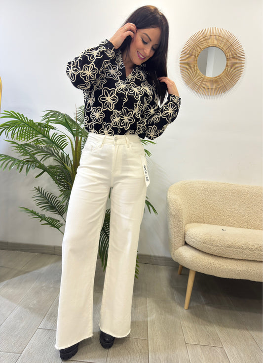 JEANS WIDE LEG BLANCO