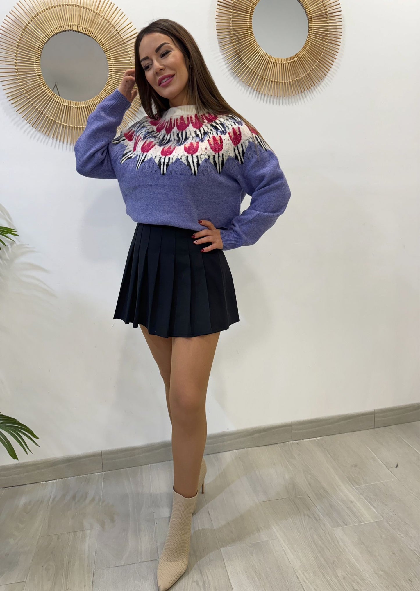 FALDA MINI TABLAS NEGRA