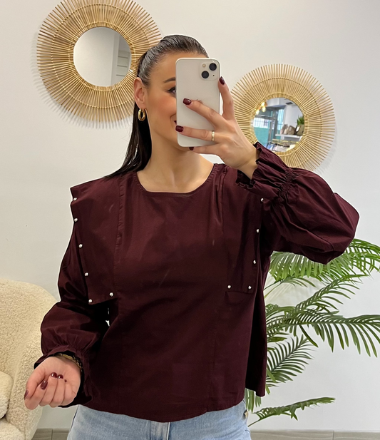 BLUSA TACHAS BURDEOS