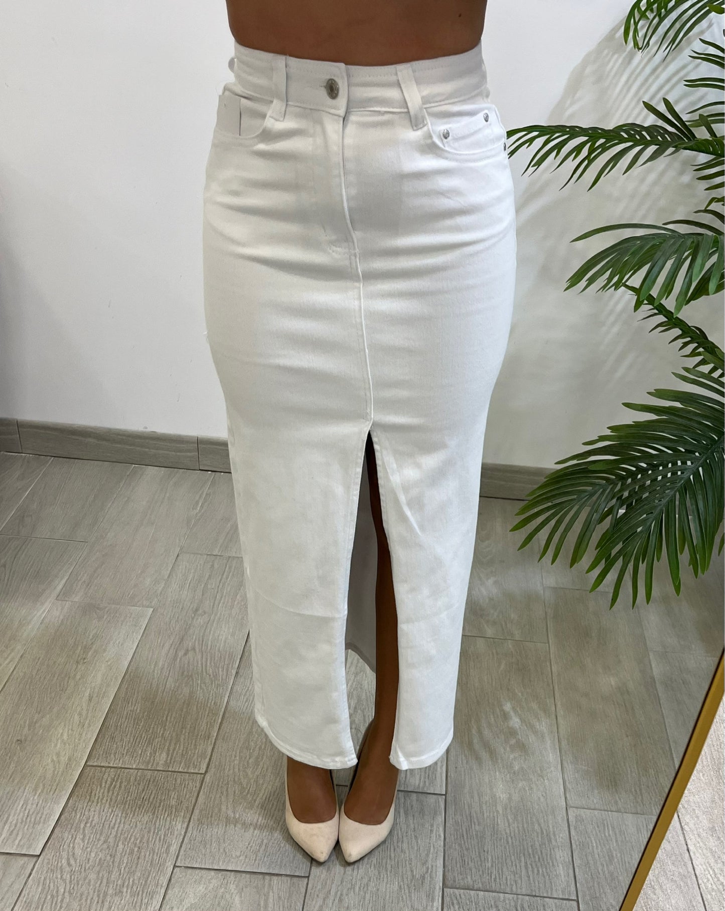 FALDA DENIM BLANCA REDUCTORA