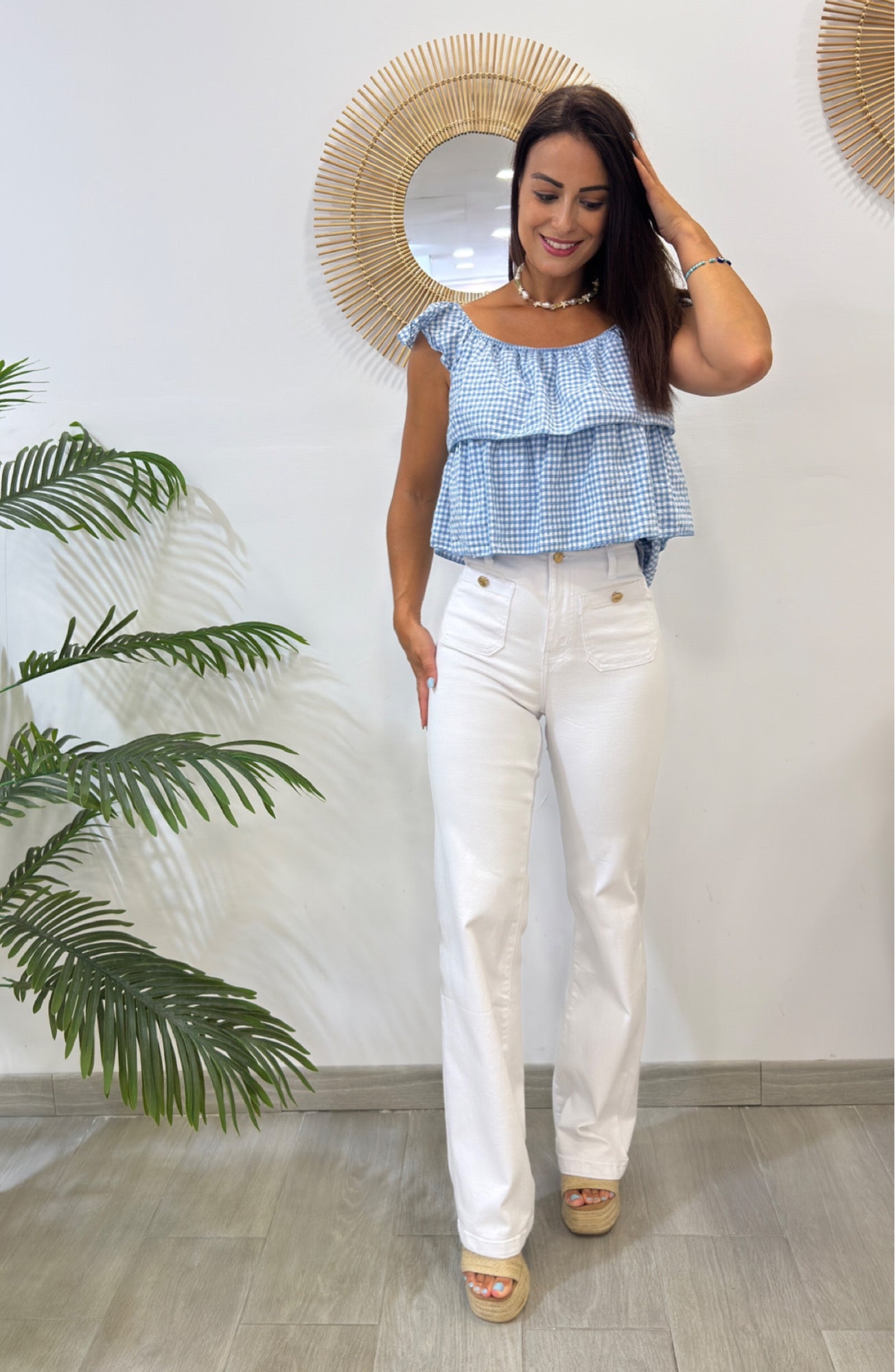 JEANS BLANCO BOTONES
