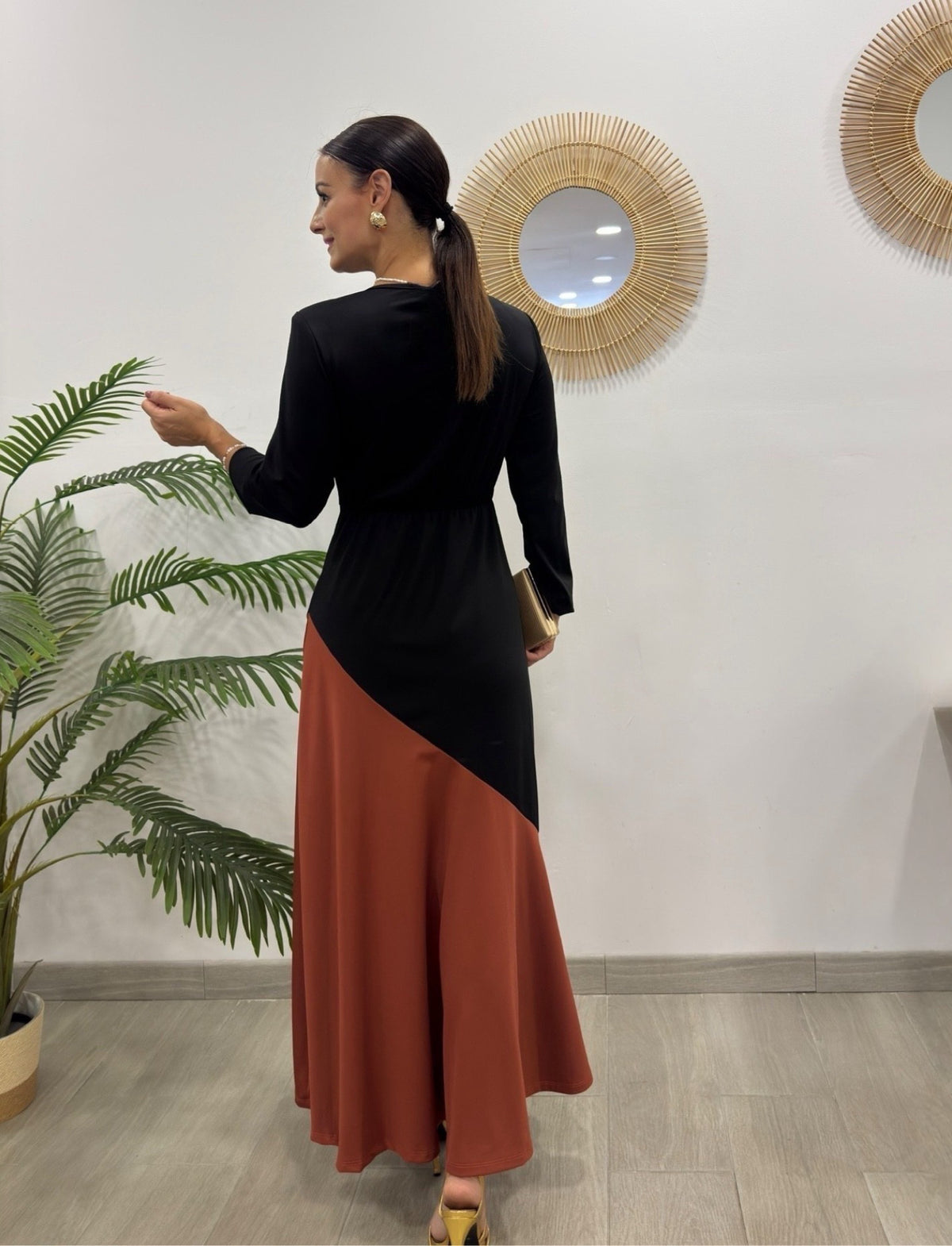 VESTIDO BICOLOR NEGRO