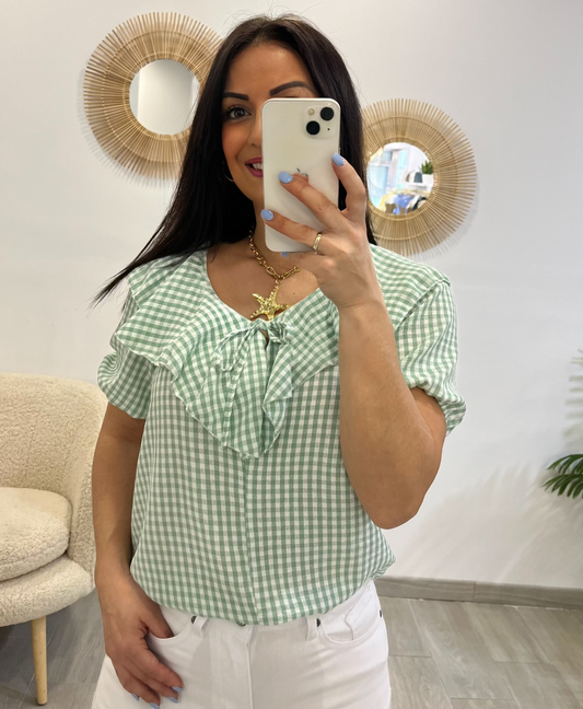 BLUSA VICHY VERDE AGUA