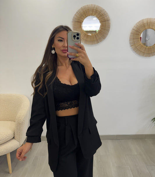 BLAZER MANGA FRUNCIDA NEGRA