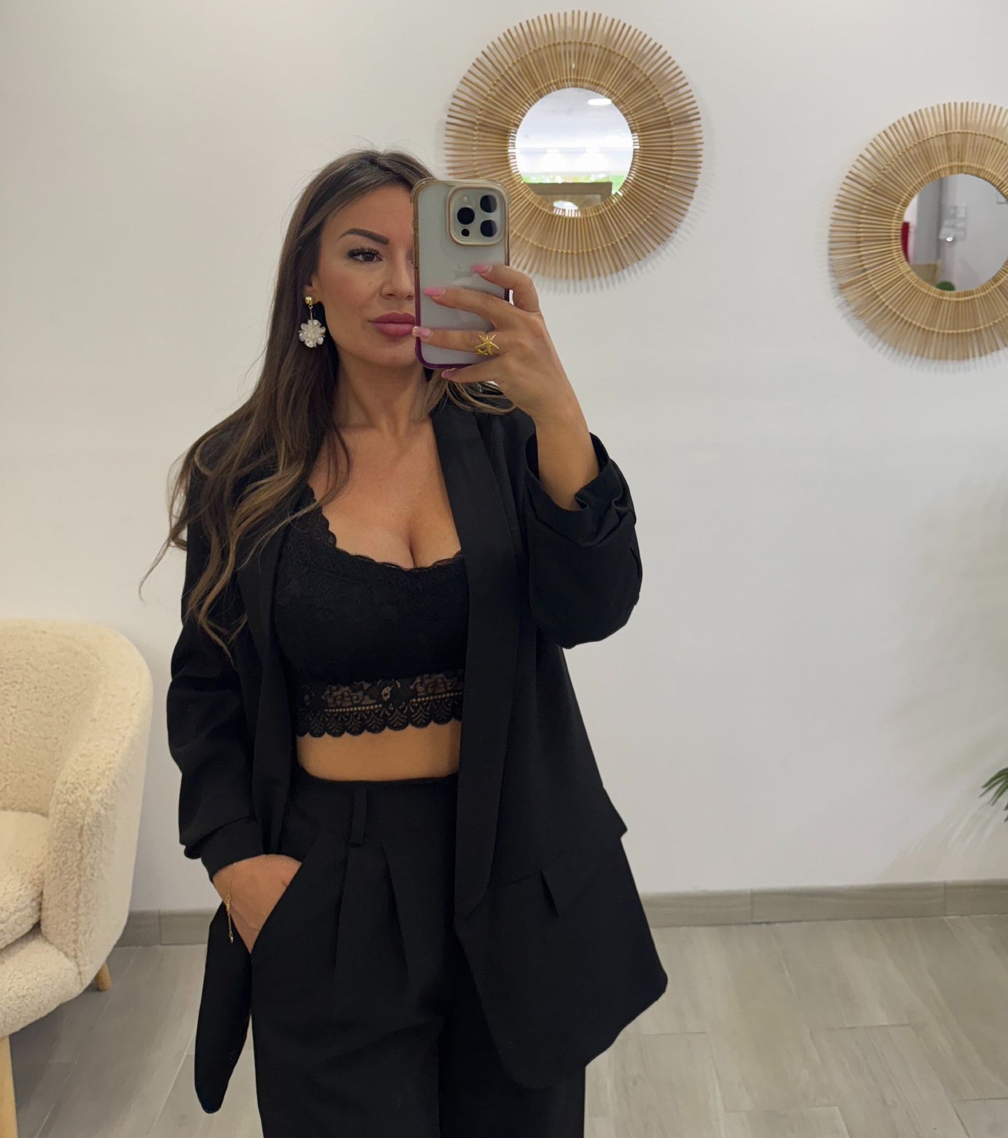 BLAZER MANGA FRUNCIDA NEGRA