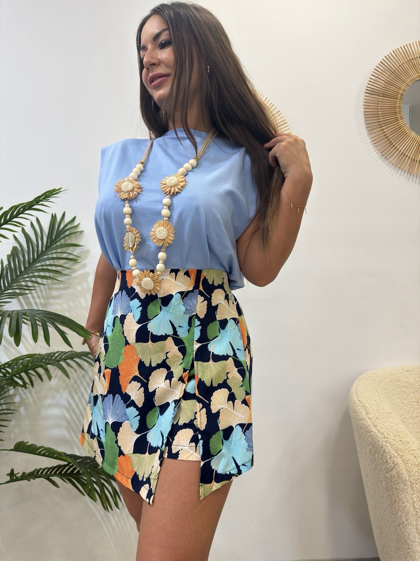 FALDA PANTALÓN HOJAS