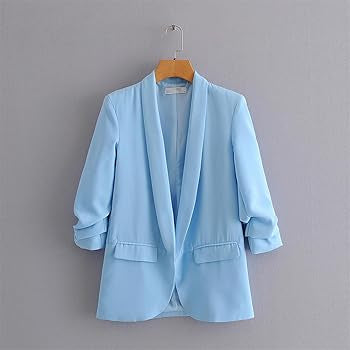 BLAZER CELESTE MANGA FRUNCIDA