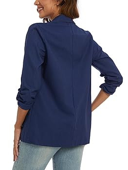 BLAZER MANGA FRUNCIDA AZUL MARINO
