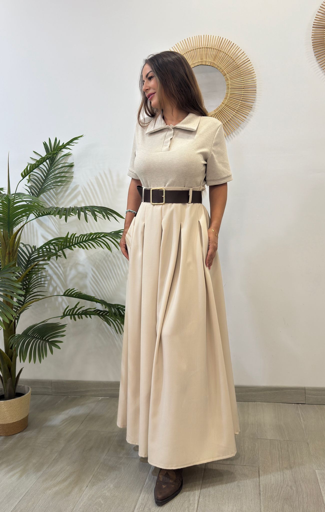VESTIDO CUELLO POLO CON CINTURÓN
