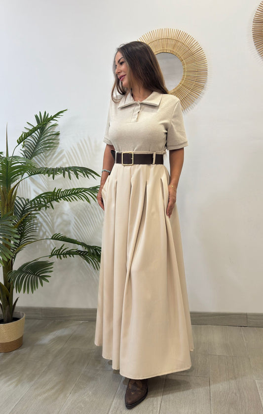 VESTIDO CUELLO POLO CON CINTURÓN