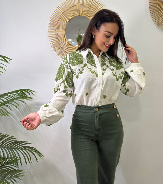 CAMISA BORDADOS VERDE
