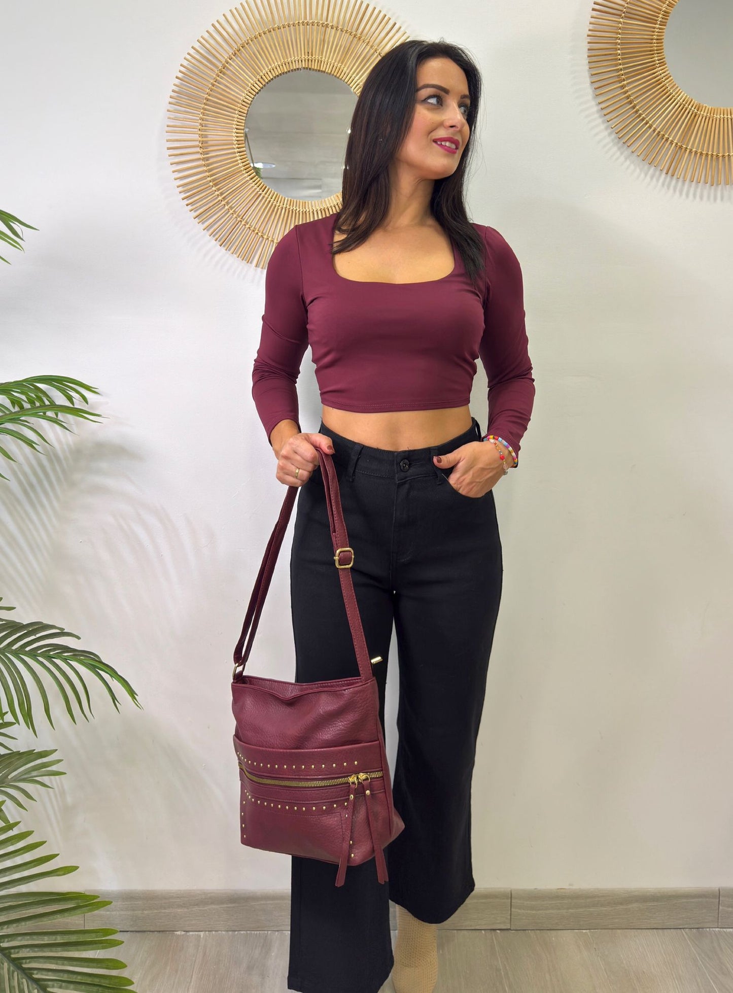 TOP CROP MANGA LARGA