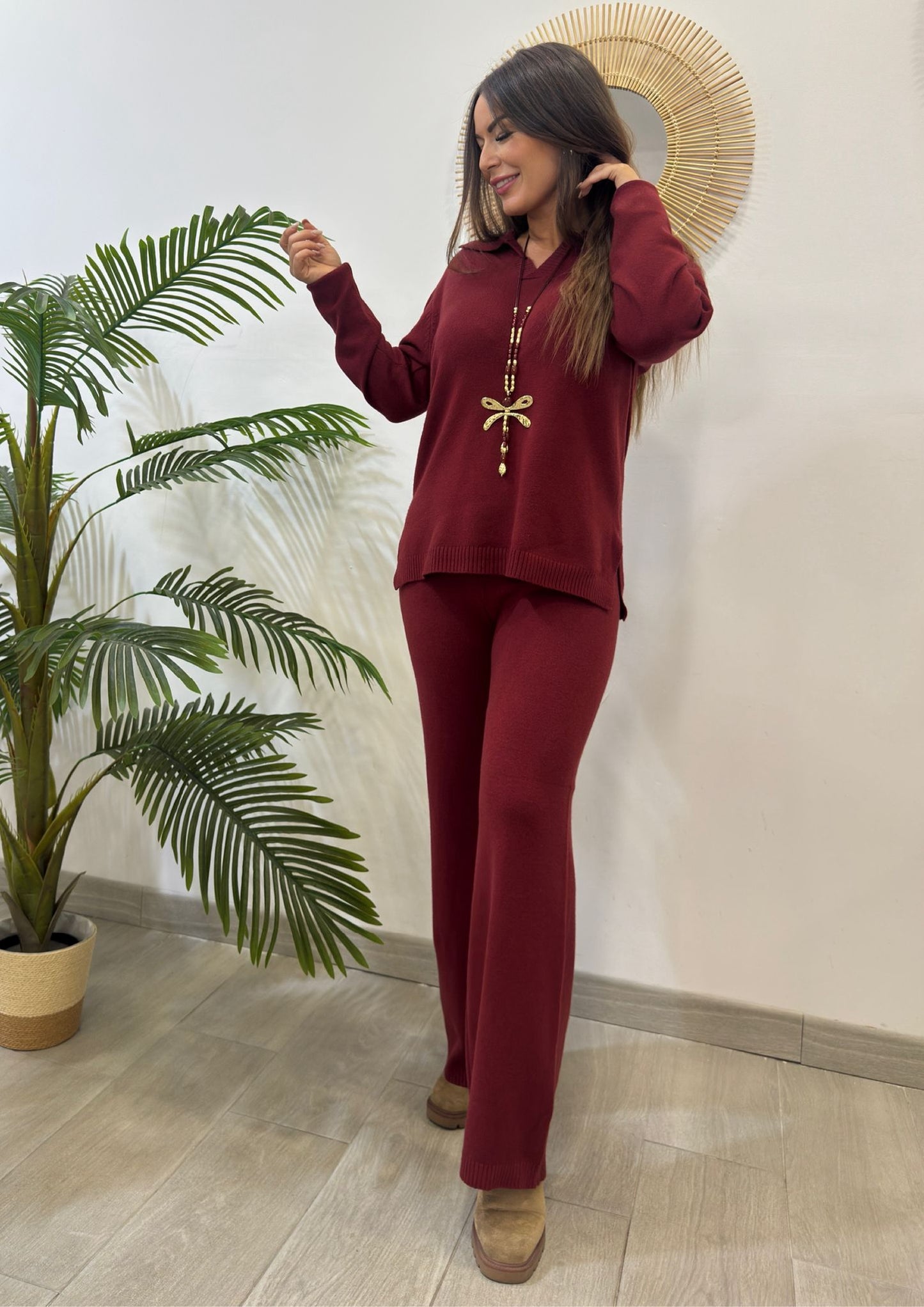 CONJUNTO CUELLO POLO BURDEOS - Lolitas