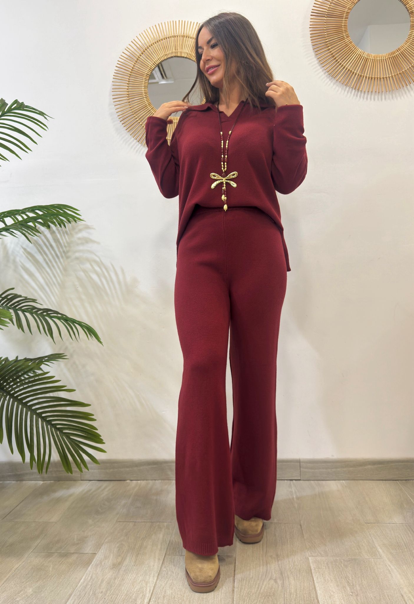 CONJUNTO CUELLO POLO BURDEOS - Lolitas