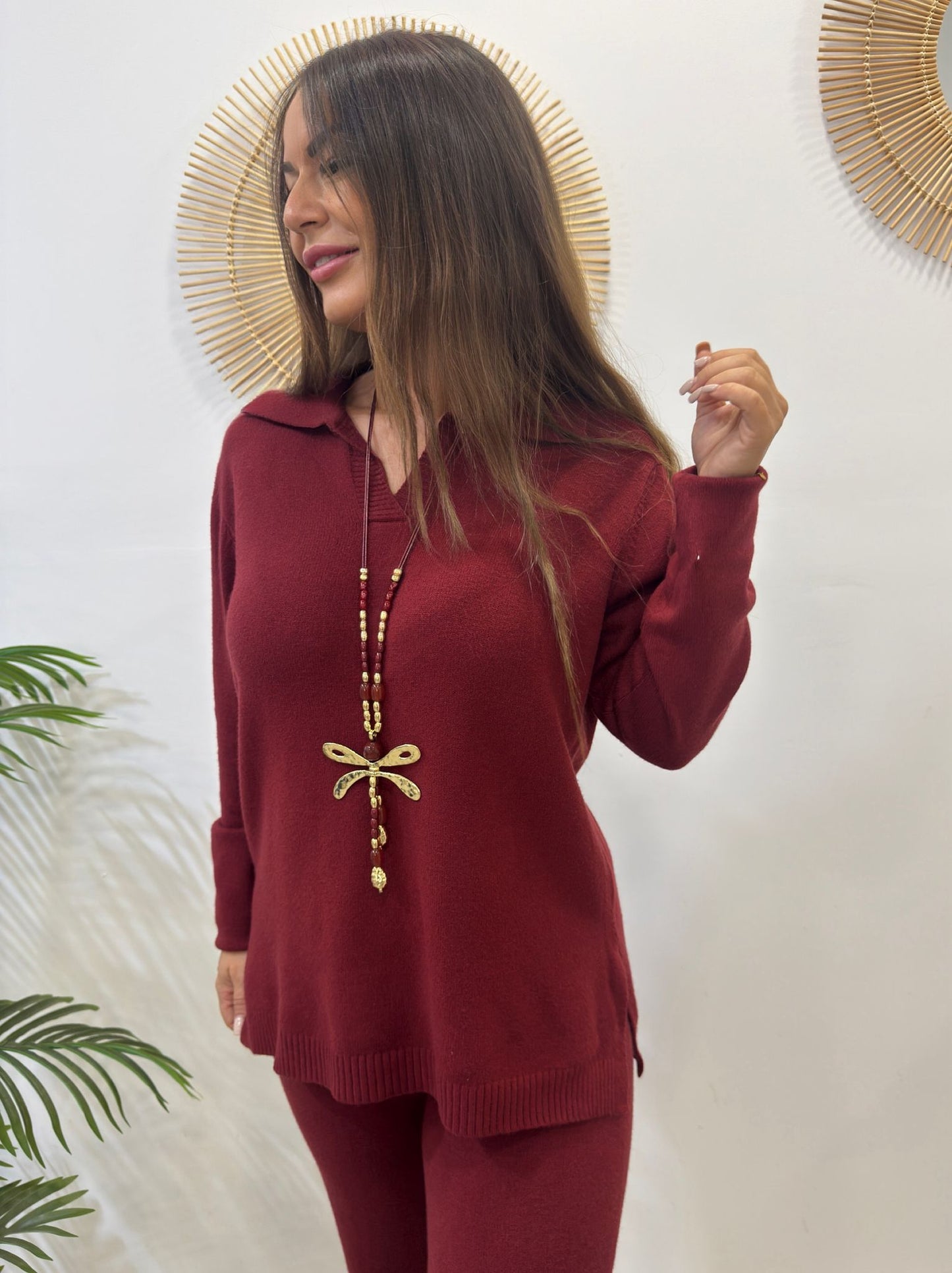 CONJUNTO CUELLO POLO BURDEOS - Lolitas