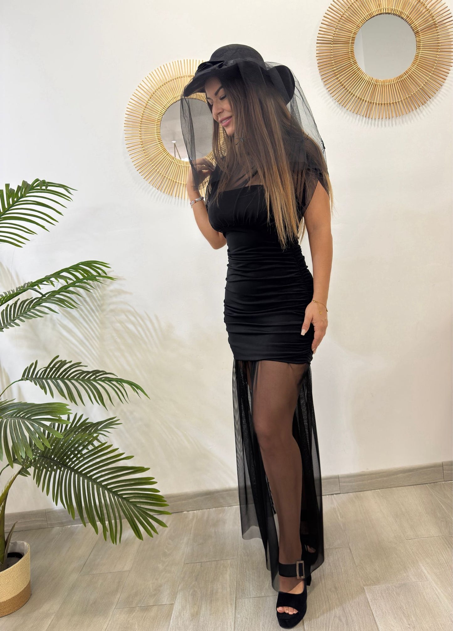 VESTIDO TULL DRAPEADO