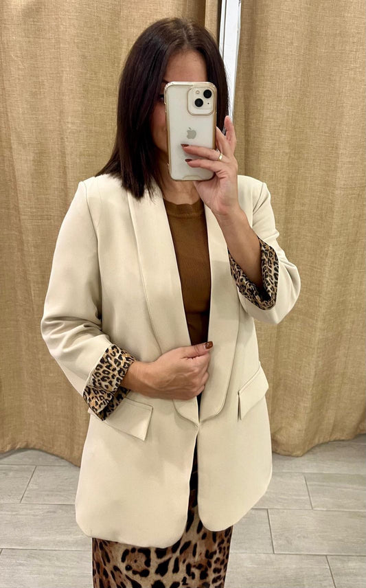 BLAZER BEIGE FORRO LEOPARDO