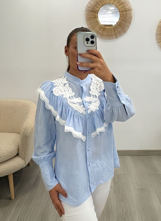 CAMISA FLORENCIA CELESTE