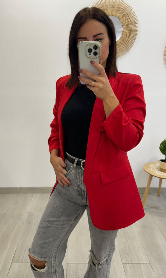 BLAZER MANGA FRUNCIDA ROJA