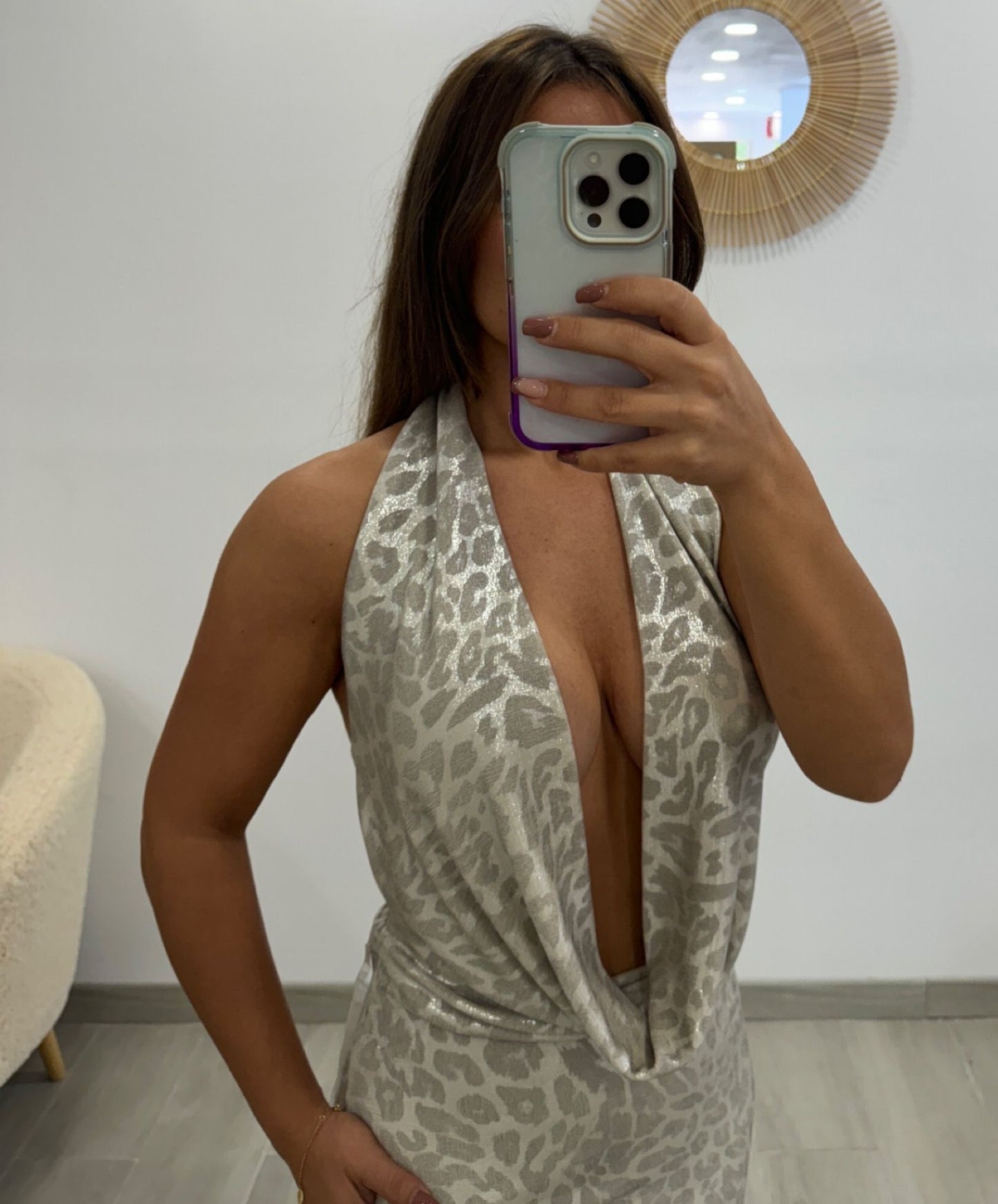 VESTIDO ANIMAL PRINT PLATA